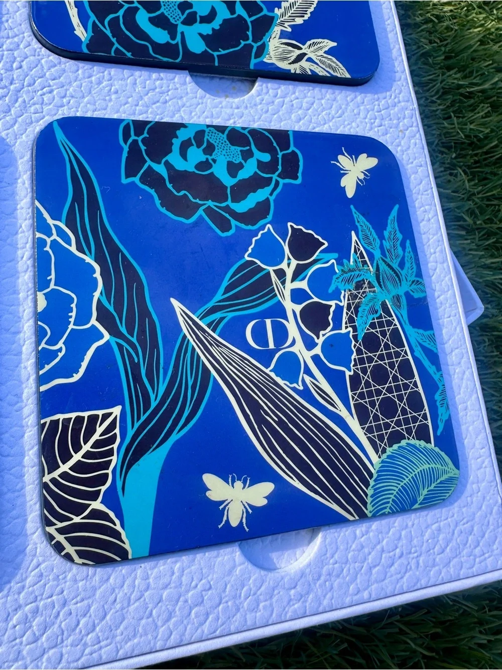 DIOR Maison Blue Floral Coaster Set of 4 with Box